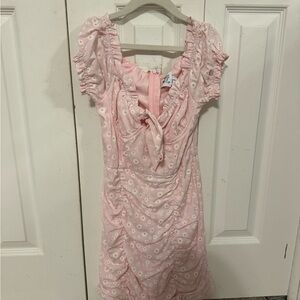 Pink Floral Ruched Dress
